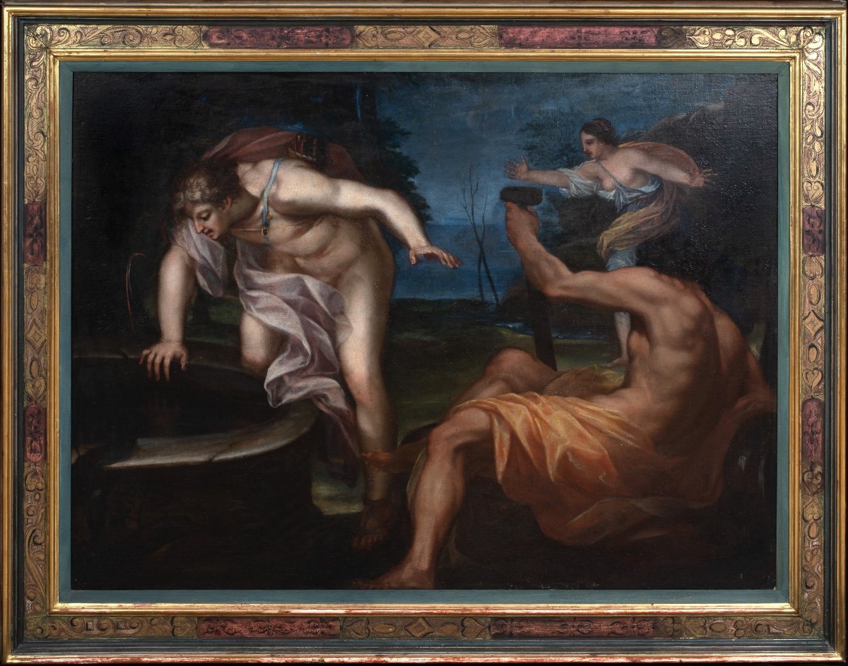 Vulcan And Diana, 16th/17th Century Circle Of Titian (1488-1576) Huge Scene-photo-2