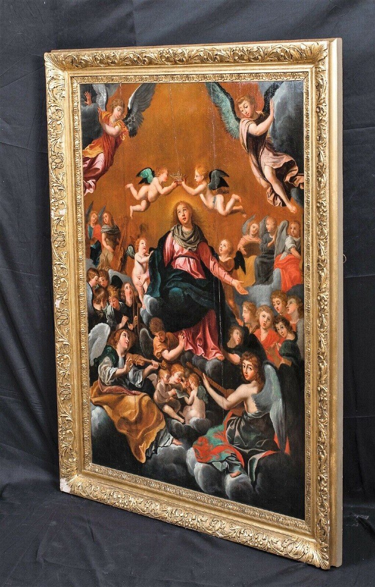 Le Couronnement De La Vierge, XVIIe Siècle   Ecole De Guido Reni (1575-1642) -photo-3