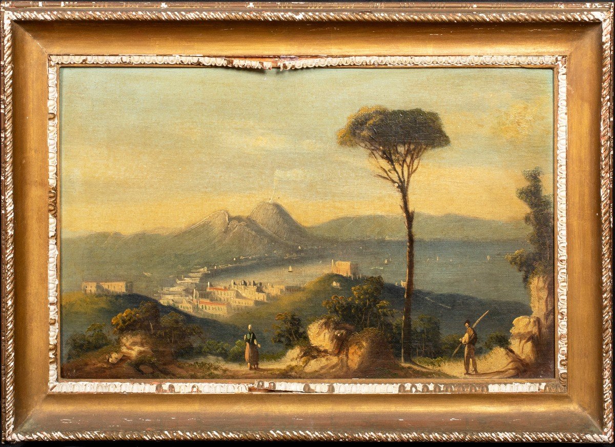 Vue De La Baie De Naples, XIXe Siècle  Ecole Napolitaine -photo-2