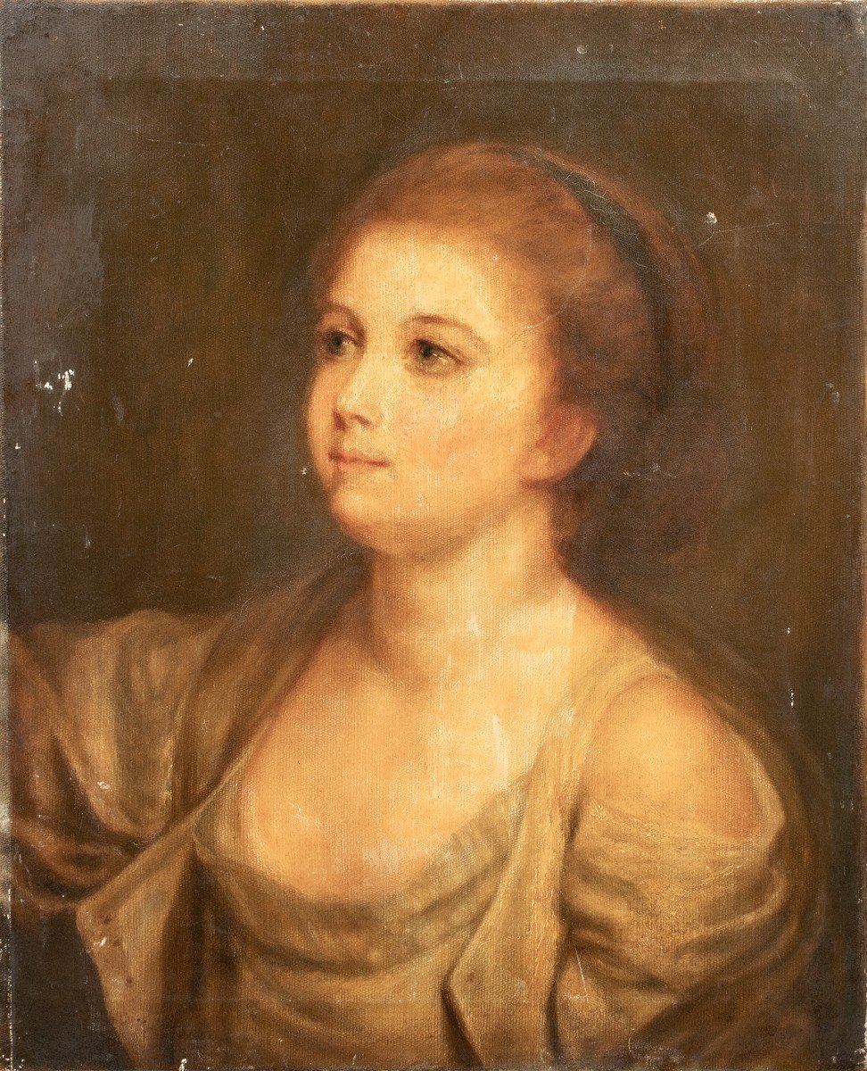 Portrait d'Une Jeune Fille, 18ème Siècle  Cercle De Jean-baptiste Greuze (1725-1805) 