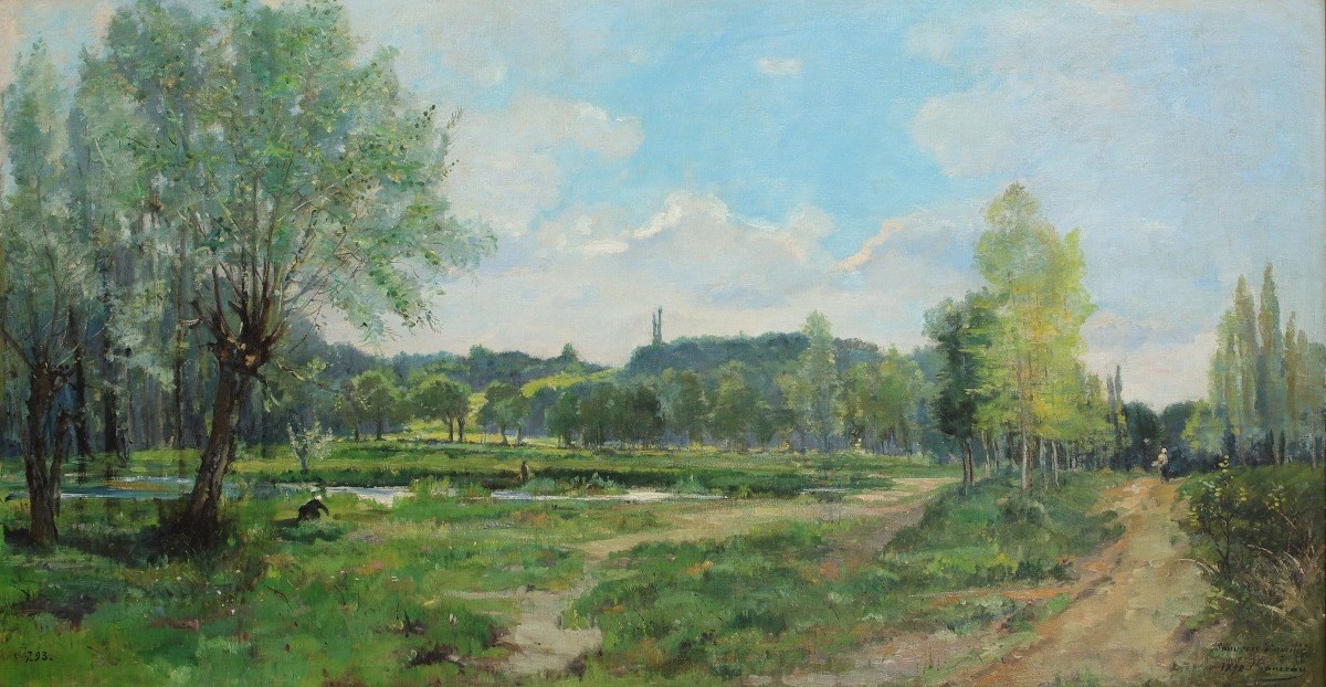 Landscape In July, Dated 1892 - "gift To A Friend" By Georges Paul-manceau (1872-1955)-photo-3