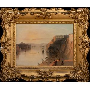 Le Grand Port, La Valette, Malte, 19e Siècle  Par William Linton (1791-1876) 