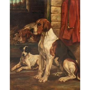 Fox Hounds Et Jack Russell Terrier Dans Les Chenils, XIXe Siècle  Par John C Entwistle 