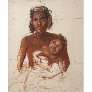 Mother And Child, New South Wales, Australia, 19th Century By Lieutenant George Austin