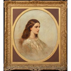 Portrait Of Rebecca Solomon, 19th Century Monogrammed Wm - Attributed To William Morris (1834-1896)