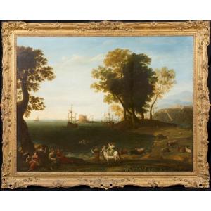 l'Enlèvement d'Europe, XVIIe Siècle  école De Claude Lorrain (1604-1692)  