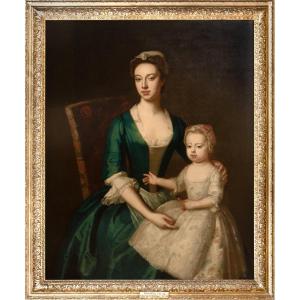 Portrait Of Elizabeth Plumer (née Byde) And Her Daughter, Circa 1735 John Vanderbank (1694-1739)