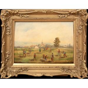 Village Cricket Match, 18th/19th Century English School - Indistinctly Signed 