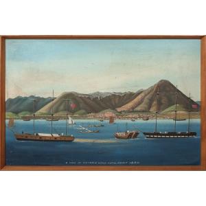 Navires De Commerce Au Large Du Port De Victoria, Hong Kong, 1860  école Chinoise  