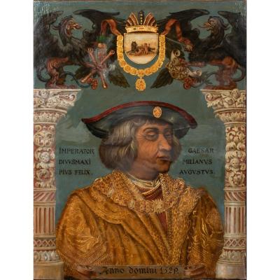 Portrait Of Maximilian I Roman Germanic Emperor And Archduke Of Austria, XVIth Century