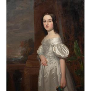 Portrait Of A Young Girl, Circa 1800 Attributed To Thomas Hickey (1741-1824)