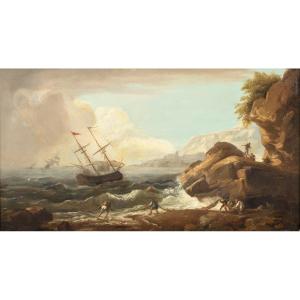 Rocky Coastal Scene, 18th Century Attributed To Joseph Vernet (1714-1789)
