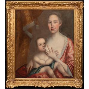 Portrait Of A Nurse And A Baby, 17th Century English School Portrait