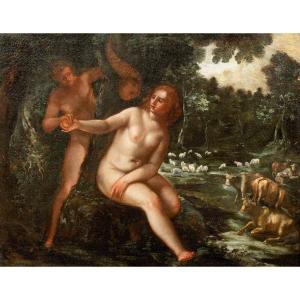 Adam And Eve In The Garden Of Eden, XVIth Century School Of Joachim Anthonisz Wtewael (1566-1638)