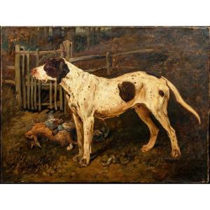 Portrait Of An English Pointer & Game, 19th Century By John Emms (1844-1912)