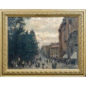 Street Scene, Stockholm, Sweden, Circa 1900 By Axel Erdmann (1873-1954) Circa 1900