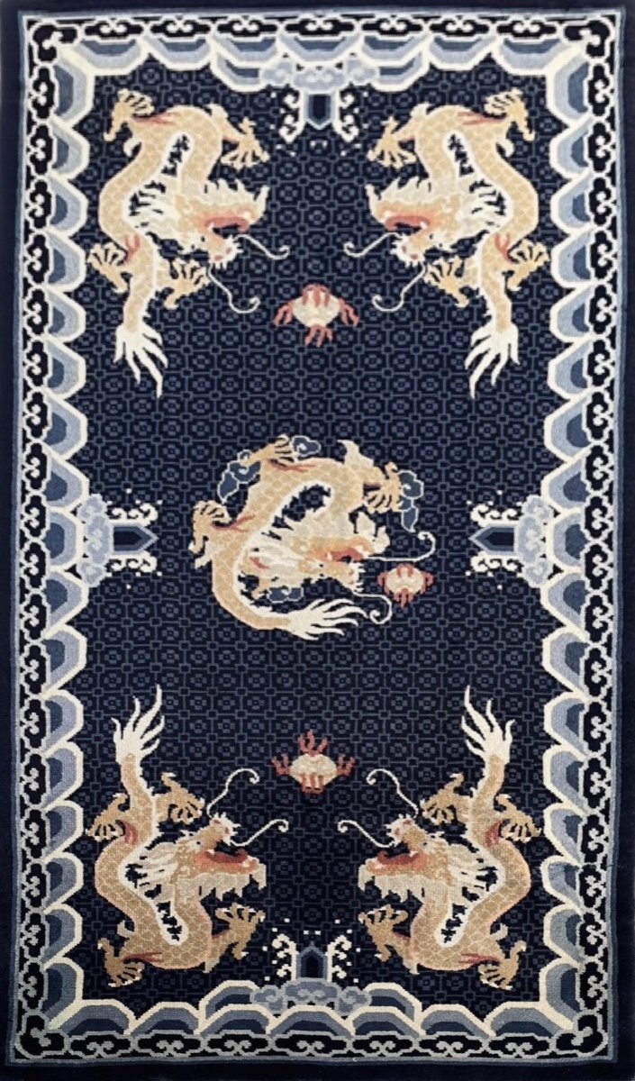 Chinese Rug Decorated With Dragons-photo-2