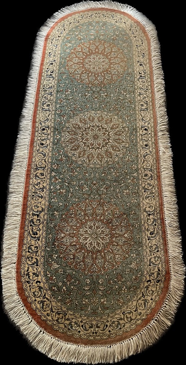  Tapis Ovale Sino Hereke en Soie-photo-3