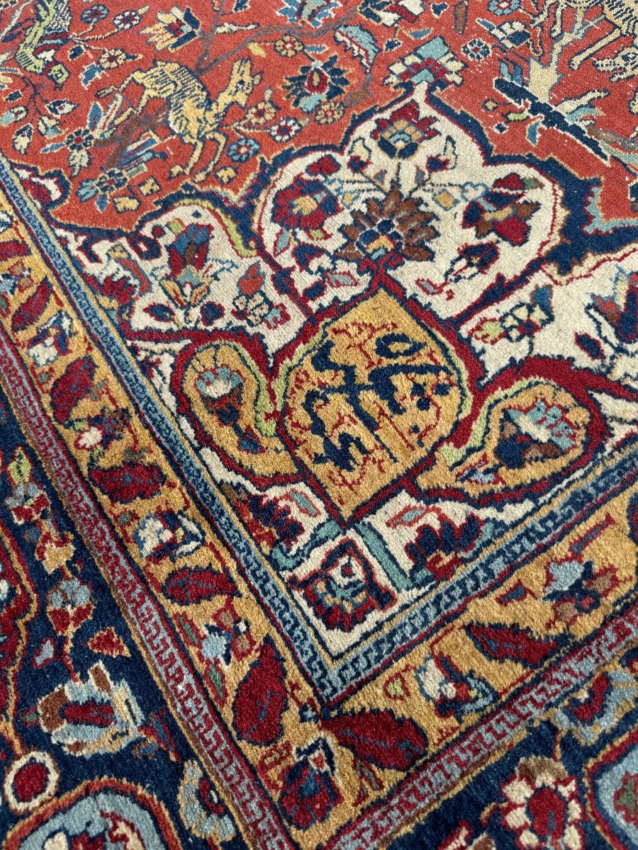 Tapis Ancien Persan Tabriz Khoy - Calligraphié et Signé -photo-4