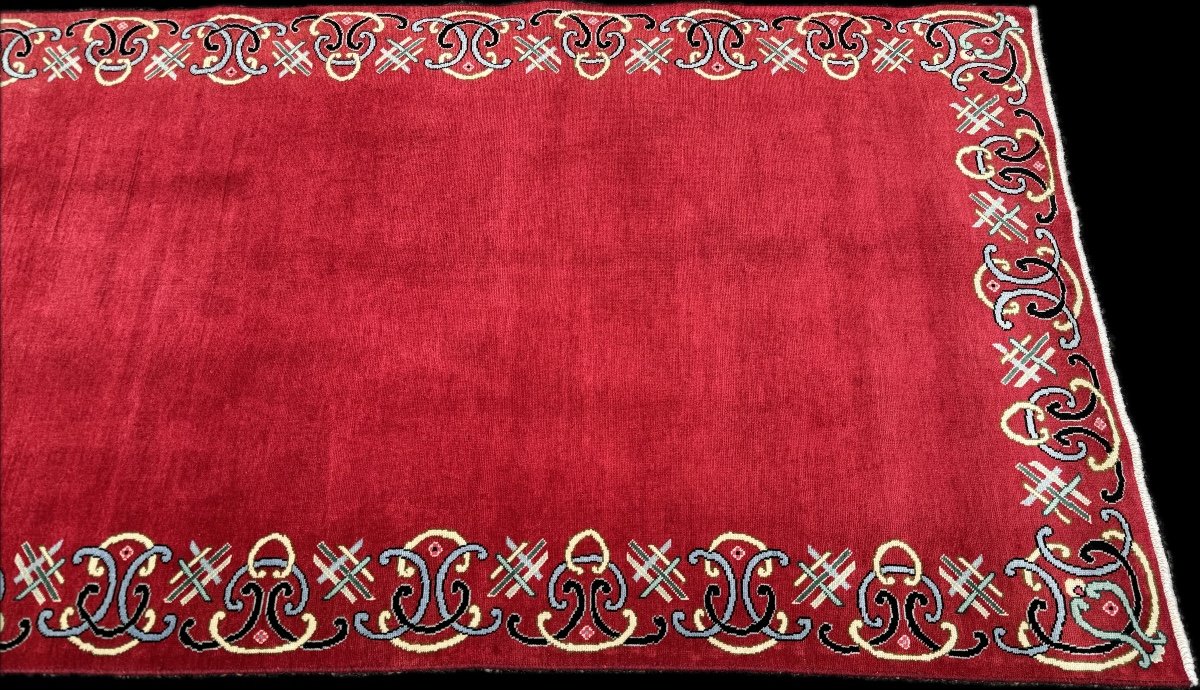 Tapis Rouge* Important Tapis de Galerie Persan Keshan.  472x94 cm-photo-1