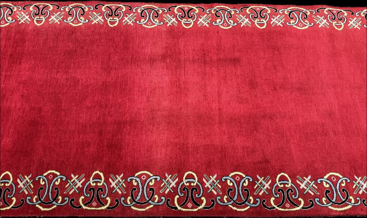 Tapis Rouge* Important Tapis de Galerie Persan Keshan.  472x94 cm-photo-2