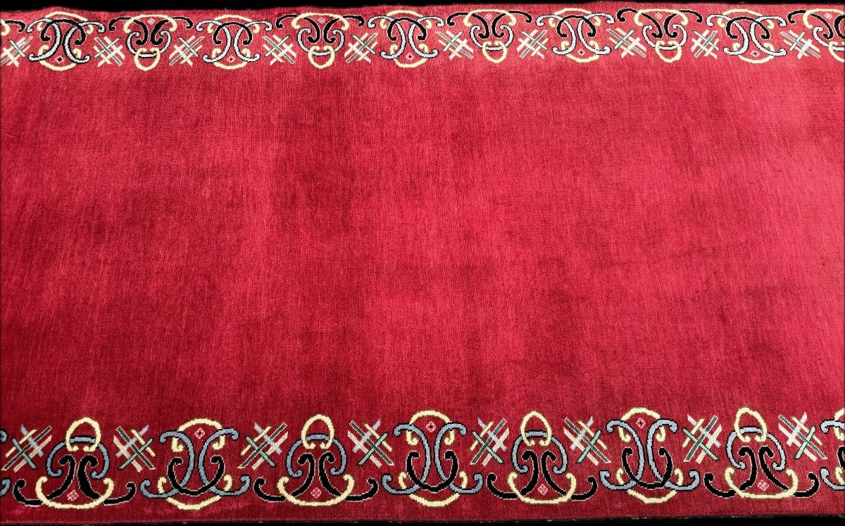 Tapis Rouge* Important Tapis de Galerie Persan Keshan.  472x94 cm-photo-3