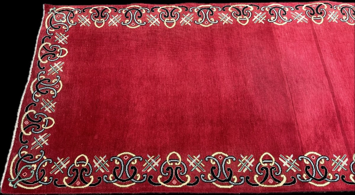 Tapis Rouge* Important Tapis de Galerie Persan Keshan.  472x94 cm-photo-5