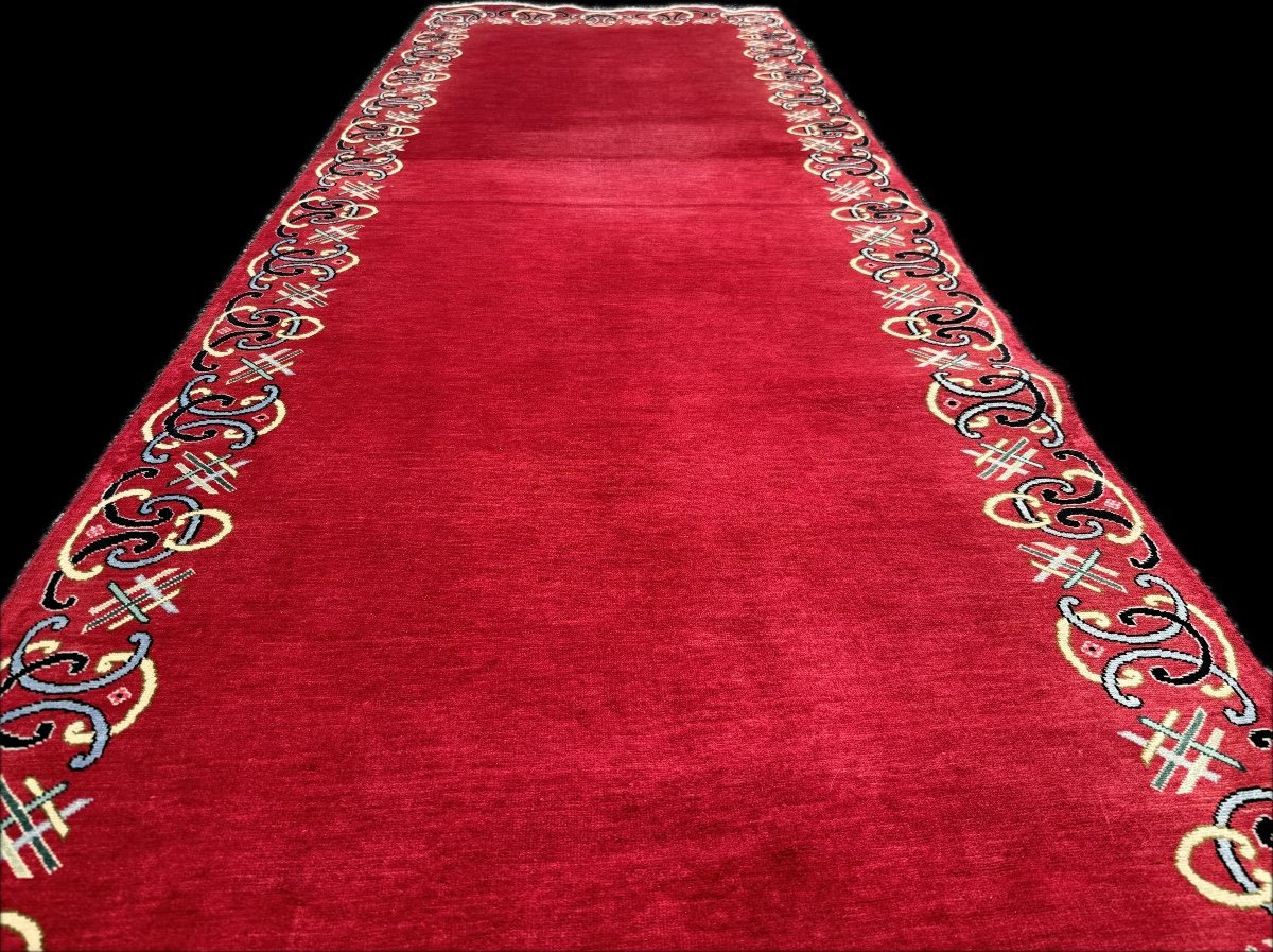 Tapis Rouge* Important Tapis de Galerie Persan Keshan.  472x94 cm-photo-8