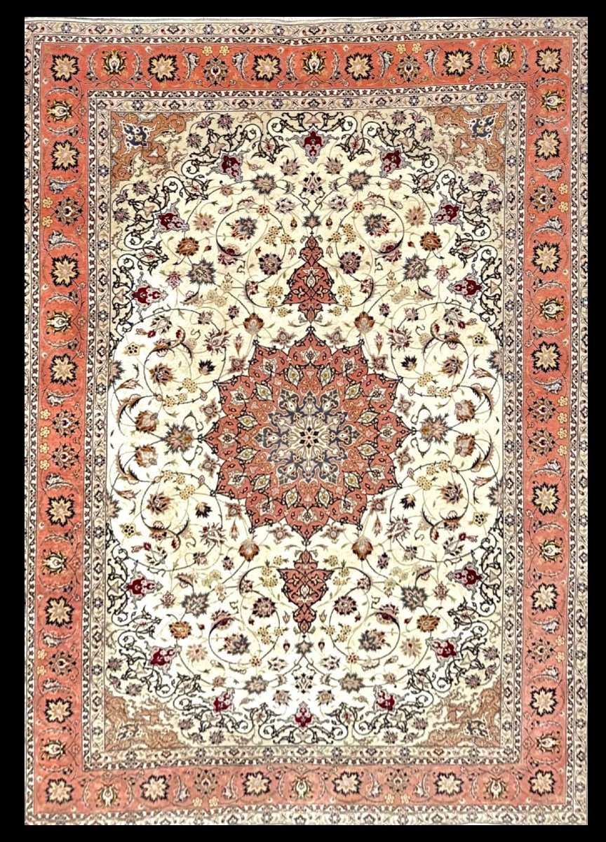 Tapis Persan Tabriz en Laine incrusté de Soie 300x200 cm-photo-2