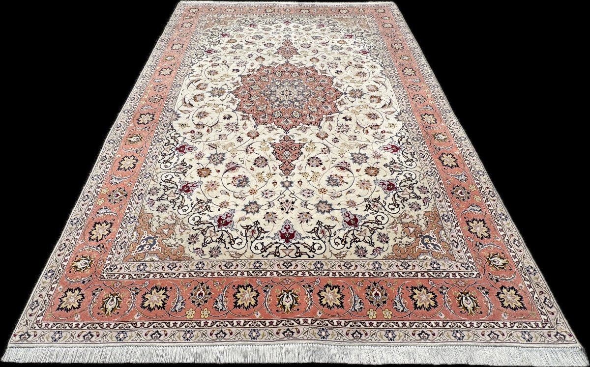 Tapis Persan Tabriz en Laine incrusté de Soie 300x200 cm-photo-3