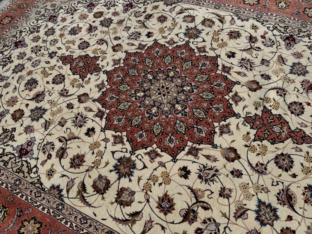 Tapis Persan Tabriz en Laine incrusté de Soie 300x200 cm-photo-4