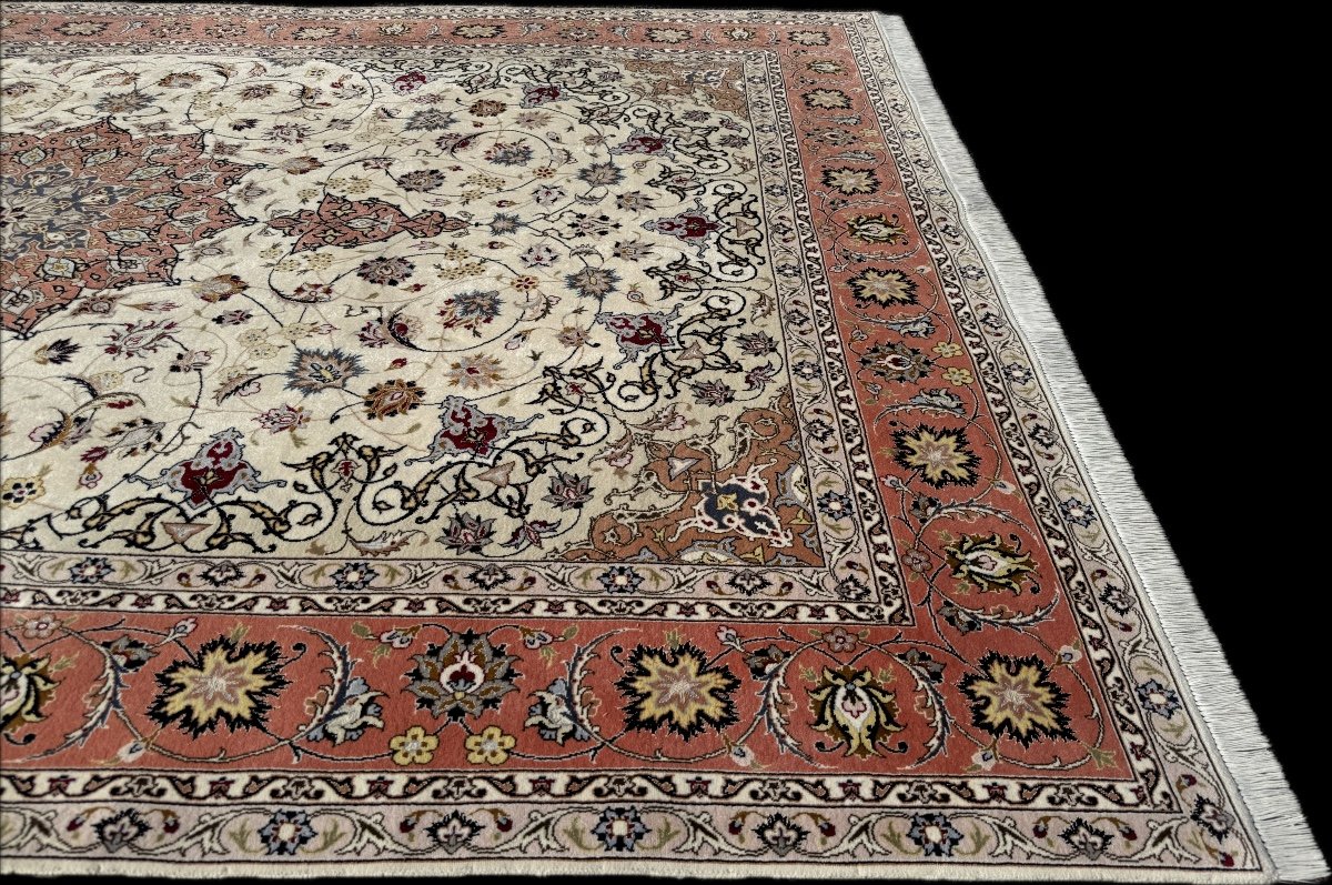 Tapis Persan Tabriz en Laine incrusté de Soie 300x200 cm-photo-1