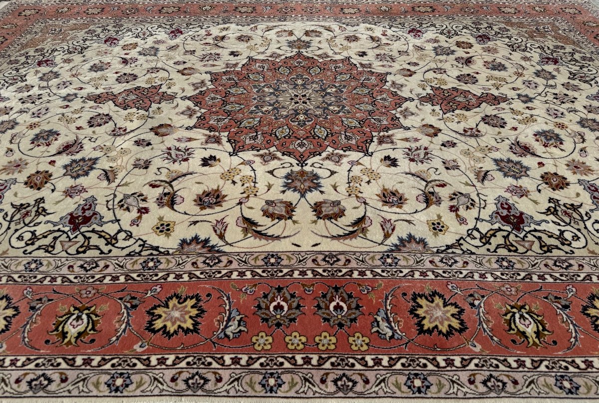 Tapis Persan Tabriz en Laine incrusté de Soie 300x200 cm-photo-2