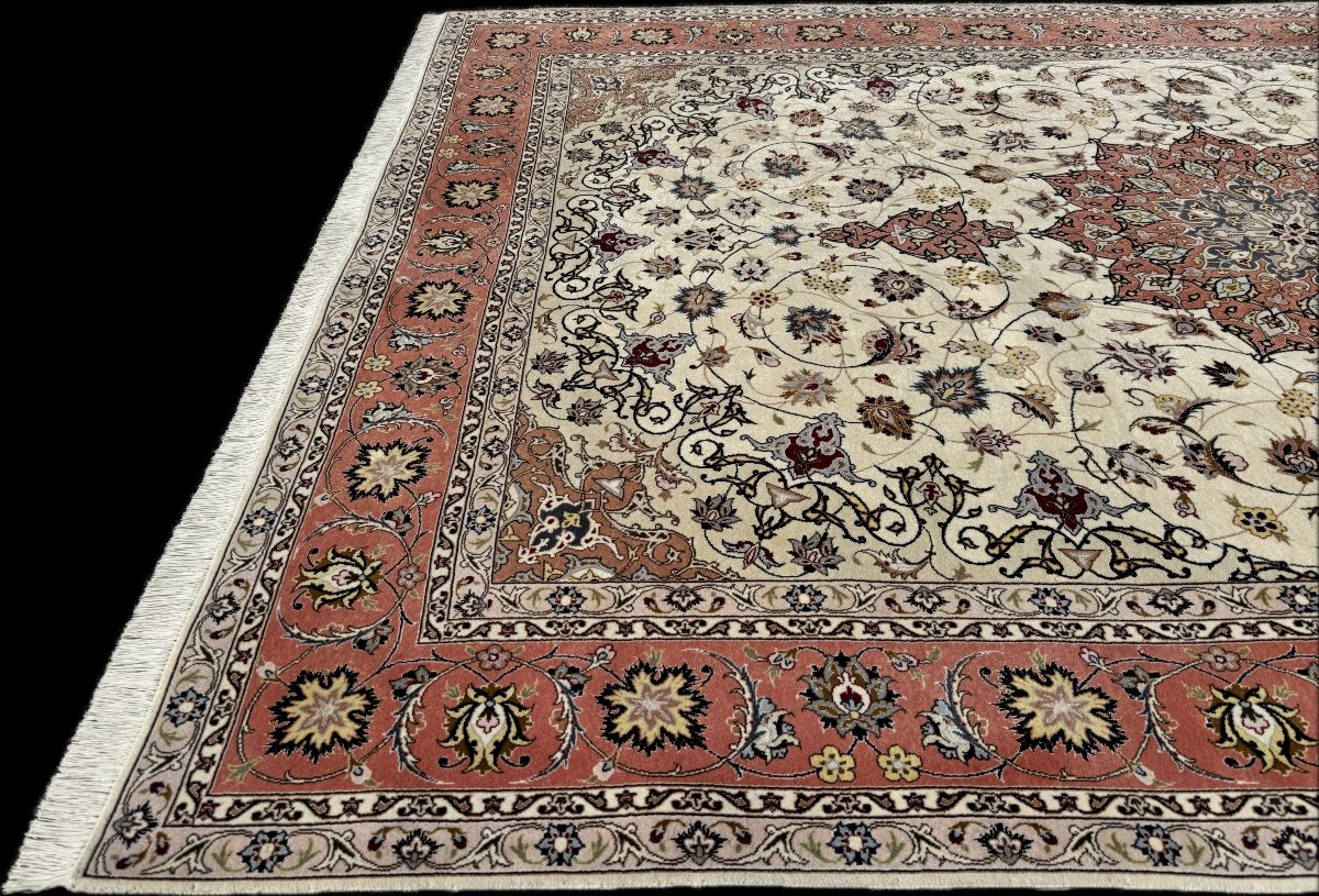 Tapis Persan Tabriz en Laine incrusté de Soie 300x200 cm-photo-3