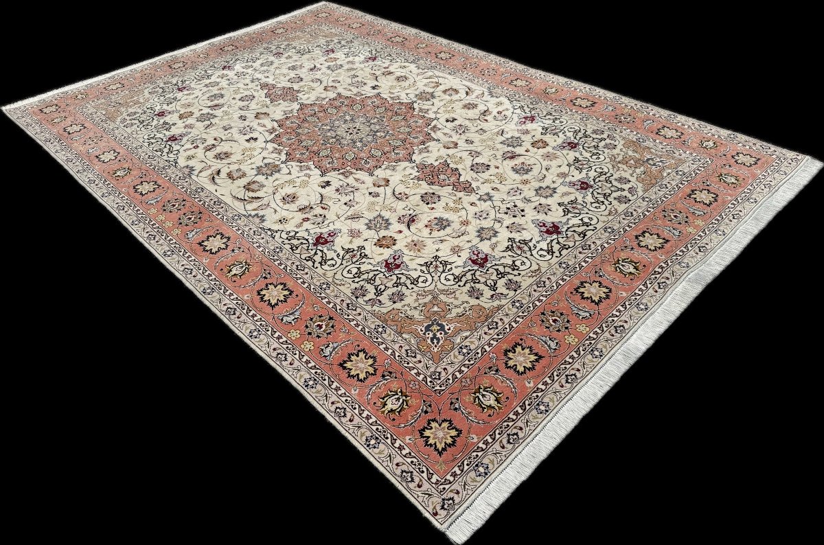 Tapis Persan Tabriz en Laine incrusté de Soie 300x200 cm-photo-4