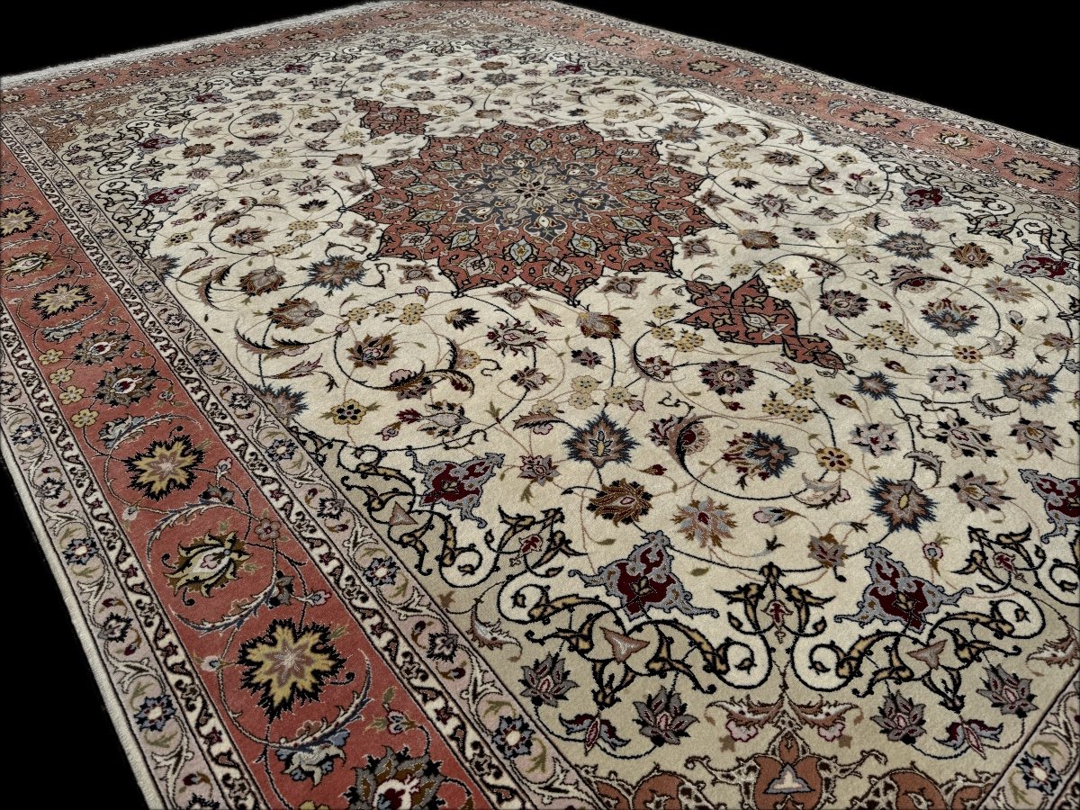 Tapis Persan Tabriz en Laine incrusté de Soie 300x200 cm-photo-5