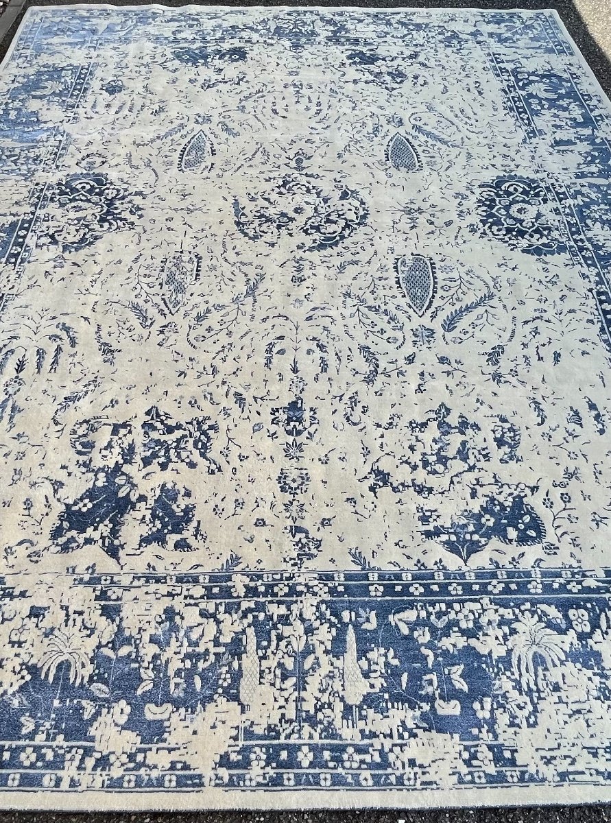  Tapis Vintage d’Inde en Soie de Bambou-photo-3