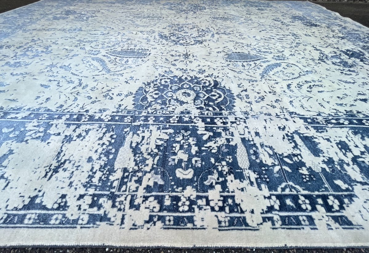  Tapis Vintage d’Inde en Soie de Bambou-photo-3