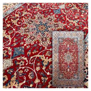 Tapis Persan Ispahan Laine et Soie, Vers 1950