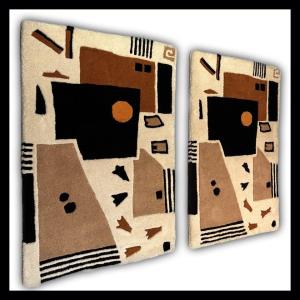 2 Small Modern Hand Tufted Rugs