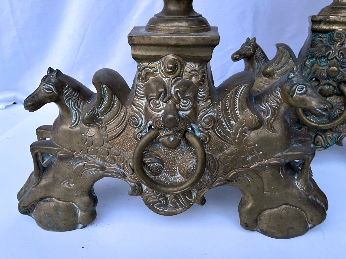 Pair Of Bronze Andirons From The Beginning Of The 19th Century-photo-1