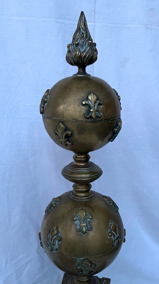 Pair Of Bronze Andirons From The Beginning Of The 19th Century-photo-4