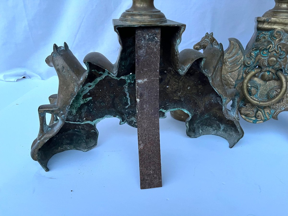 Pair Of Bronze Andirons From The Beginning Of The 19th Century-photo-5