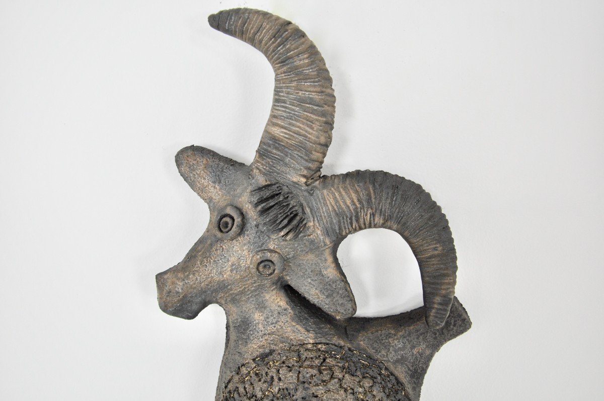 Ceramic Wall Goat By Dominique Pouchain-photo-5