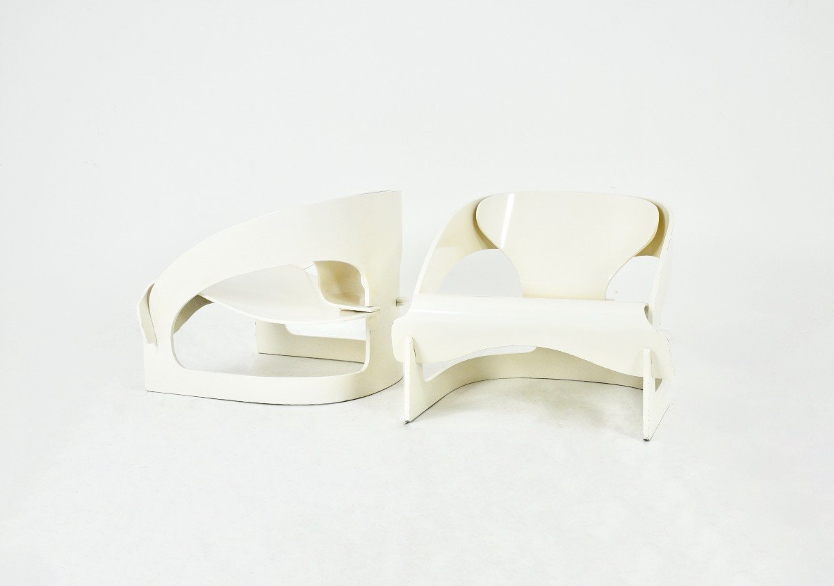 Set Of 2 Model 4801 Armchairs By Joe Colombo For Kartell, 1960s