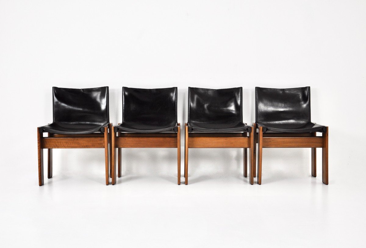 Set Of 4 Monk Dining Chairs By Afra & Tobia Scarpa For Molteni, 1970-photo-2