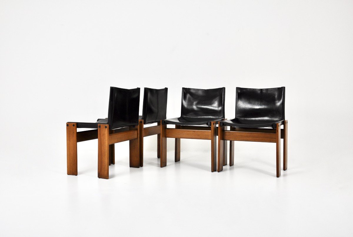 Set Of 4 Monk Dining Chairs By Afra & Tobia Scarpa For Molteni, 1970