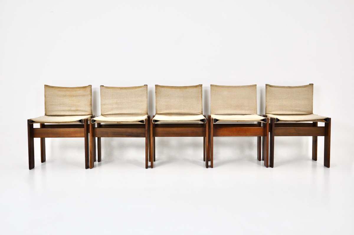 Set Of 5 Monk Dining Chairs By Afra & Tobia Scarpa For Molteni, 1970s-photo-2