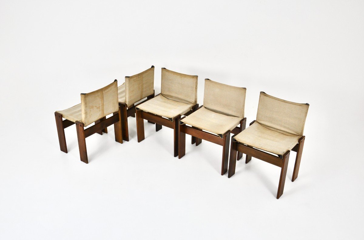 Set Of 5 Monk Dining Chairs By Afra & Tobia Scarpa For Molteni, 1970s-photo-1