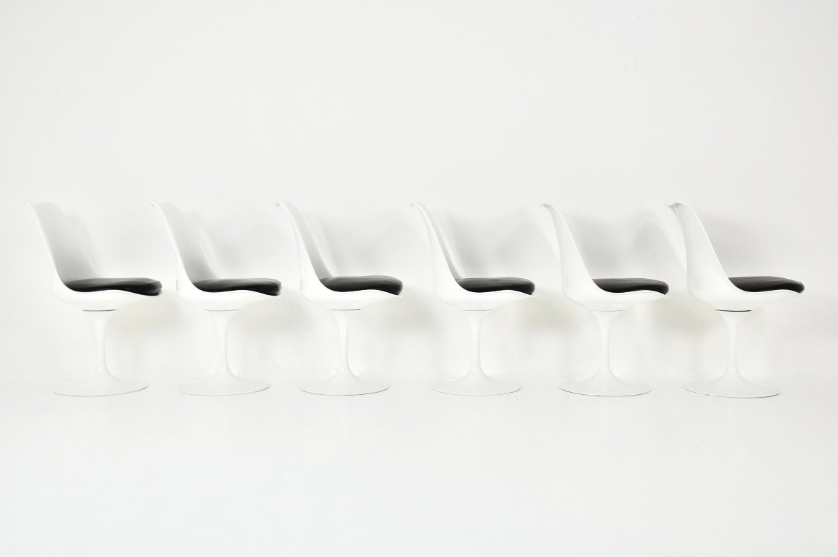 Set Of 6 Tulip Dining Chairs By Eero Saarinen For Knoll International, 1970s-photo-2